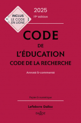 A paraitre de la Editions dalloz : Livres à paraitre de l'éditeur, Code de l'éducation, code de la recherche - Edition 2025