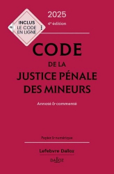 Vous recherchez les livres à venir en Droit pénal, Code de la justice pénale des mineurs - 2025