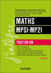 A paraitre chez Livres à paraitre de la collection J'intègre - dunod, Maths MPSI-MP2I
